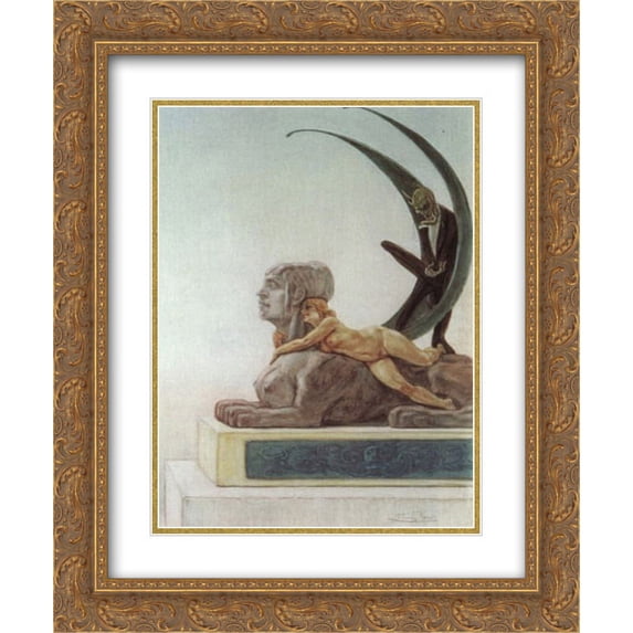 Felicien Rops 2x Matted 20x24 Gold Ornate Framed Art Print 'The Sphinx'