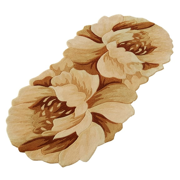 Felicity Floral Cream Handcarved Flower Shaped Runner Rug 30 x 65 Inches