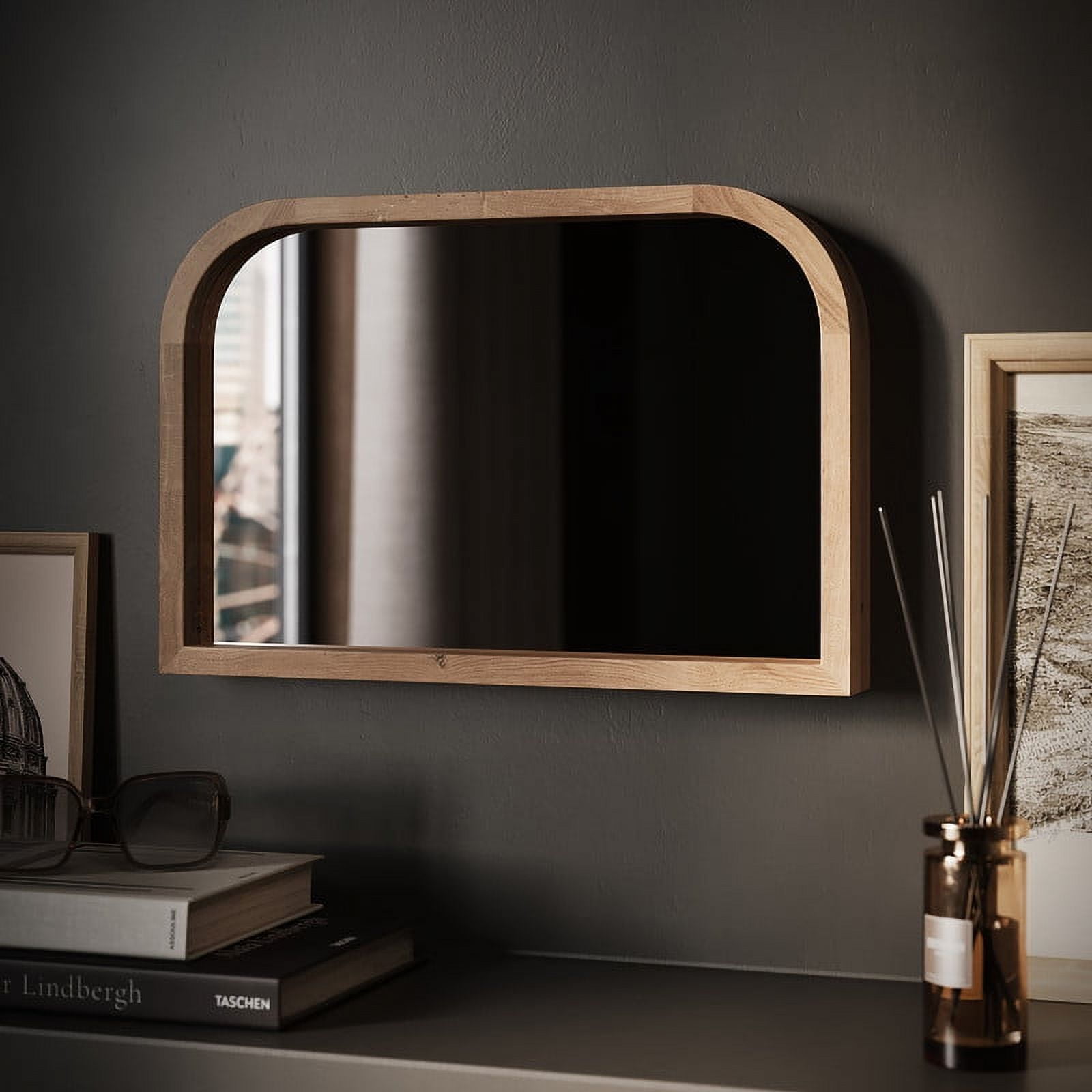 Felicity Natural Brown Arch Wood Boho Wall Mirror
