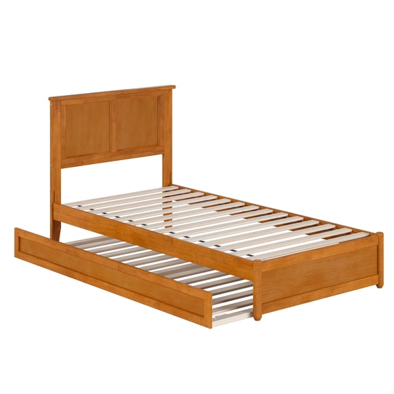 Felicity Twin XL Platform Bed with Panel Footboard & TXL Trundle in Light Toffee