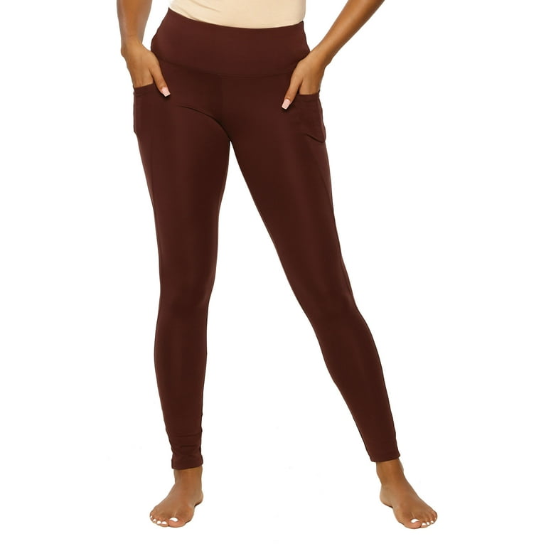 Felina | Athletic Pocket Legging | Yoga Pants | Lounge (Deep Mahogany,  Medium)