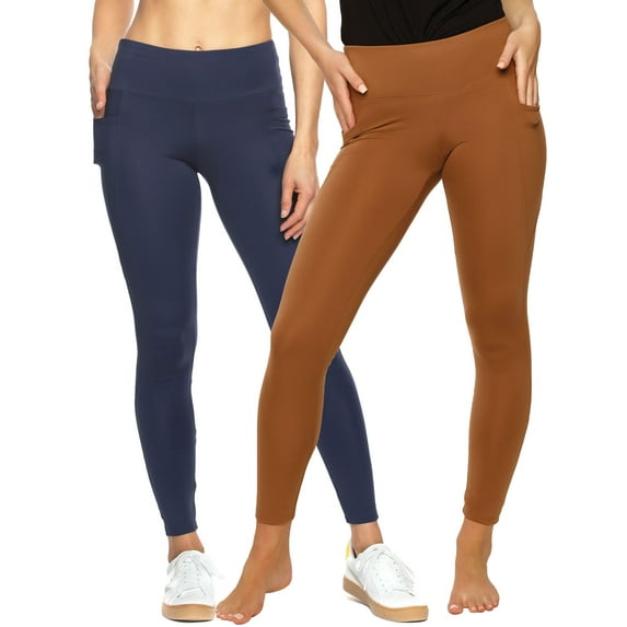 Felina | Athletic Pocket Leggings | 2-Pack | Lounge (Butterscotch Peacoat, Medium)