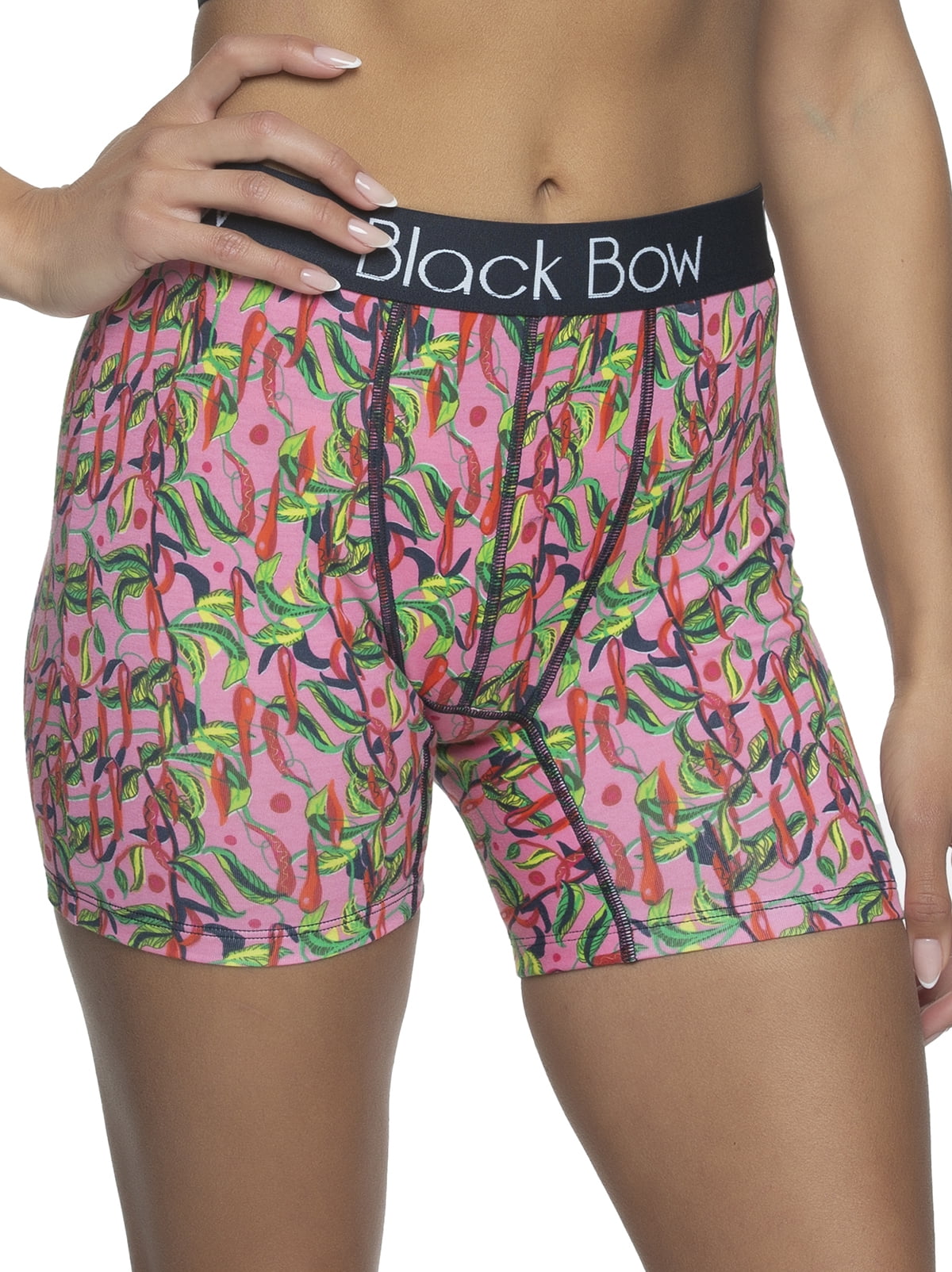 Felina  Black Bow Boyshort (Hot Mama Pink, Medium) 