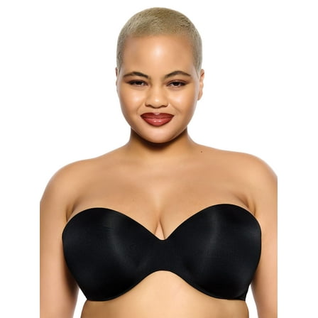 Felina | Body Luxe Strapless Contour Bra | Hypoallergenic | No Show | Adjustable (Black, 36DD)