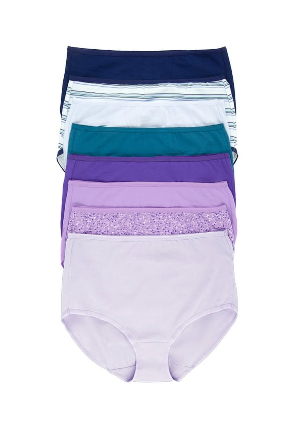 | Cotton Modal Basic Women's Brief | 8-Pack (Ocean Cavern Lavender, Small)
