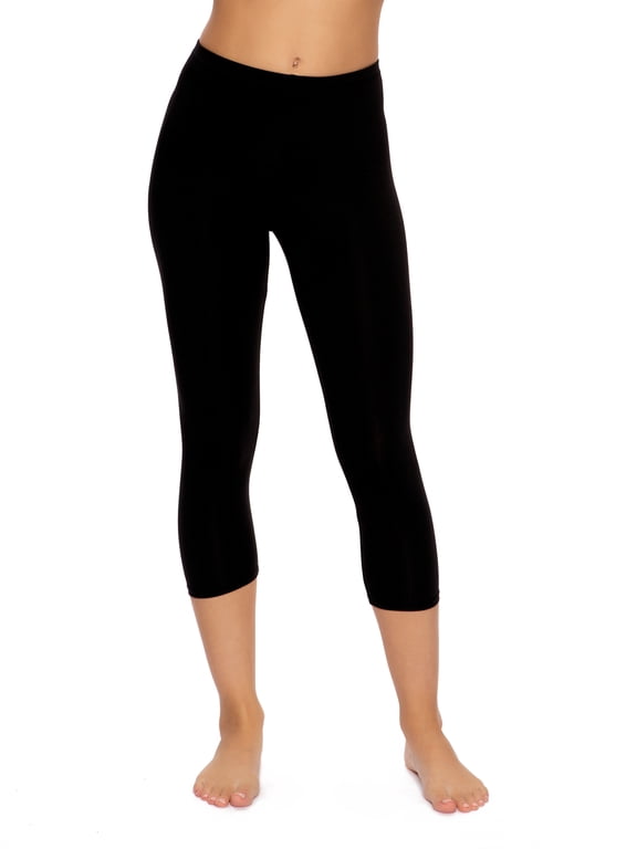Women's Cotton Stretch Modal Capri Leggings - Super Soft, Lightweight, Breathable for Fitness, Yoga, and Everyday Wear (Black, X-Large)