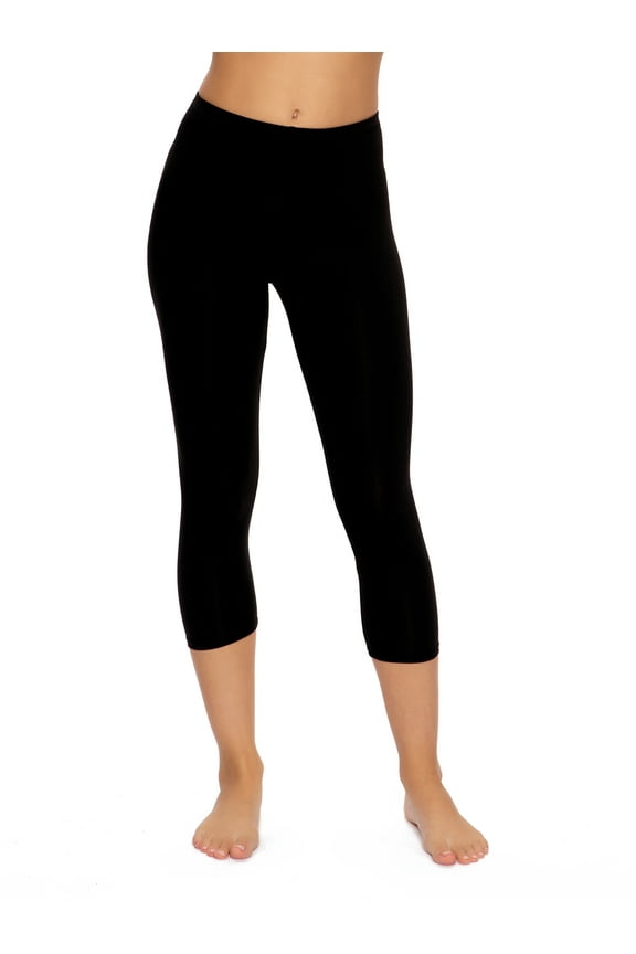 Women's Cotton Modal Capri Leggings - Super Soft, Lightweight, Breathable for Fitness, Yoga, and Everyday Wear (Black, X-Small)
