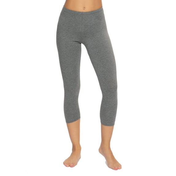 Felina Women's Cotton Modal Capri Leggings - Super Soft, Lightweight, Breathable for Fitness, Yoga, and Everyday Wear (Medium Heather Gray, Large)
