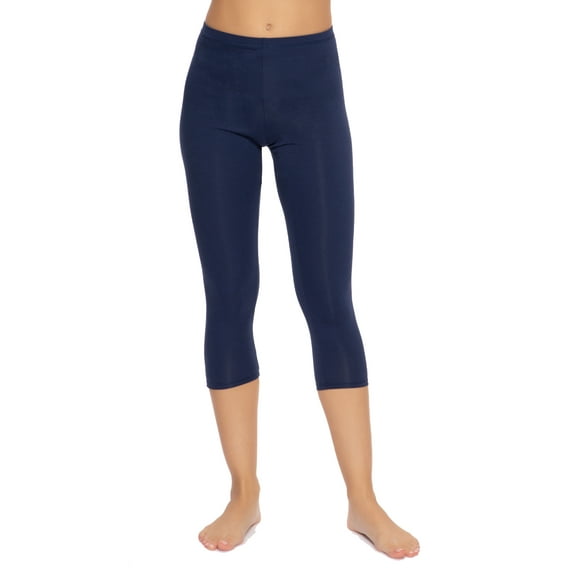 Felina Women's Cotton Modal Capri Leggings - Super Soft, Lightweight, Breathable for Fitness, Yoga, and Everyday Wear (Navy, X-Large)