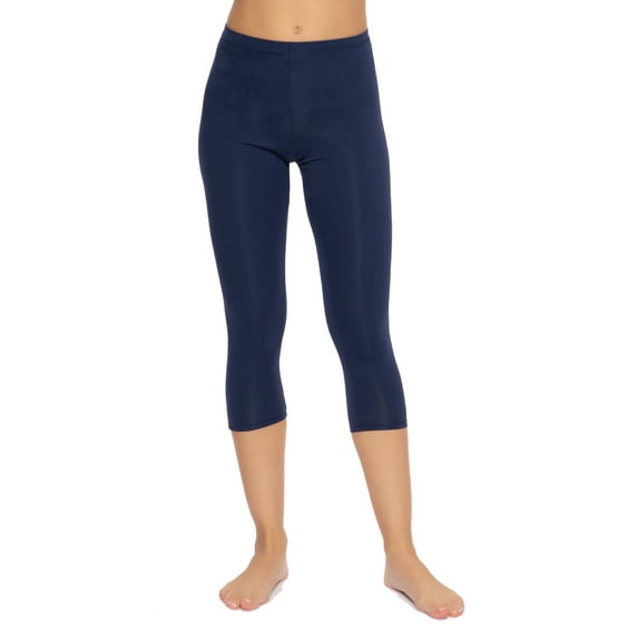 Felina Women's Cotton Modal Capri Leggings - Super Soft, Lightweight, Breathable for Fitness, Yoga, and Everyday Wear (Navy, X-Large)
