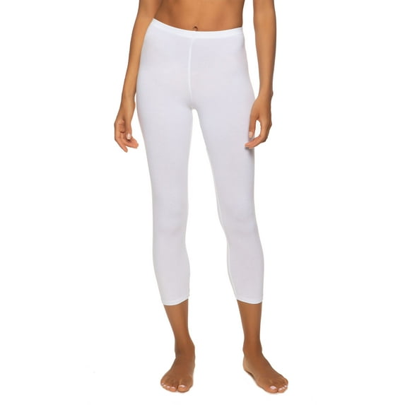 Felina Women's Cotton Modal Capri Leggings - Super Soft, Lightweight, Breathable for Fitness, Yoga, and Everyday Wear (White, Medium)