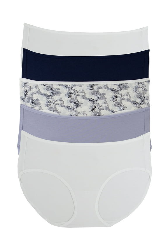 - Cotton Modal Full Coverage Hipster Underwear 5-Pack - Comfortable and Breathable Mid-Rise Panties for Women