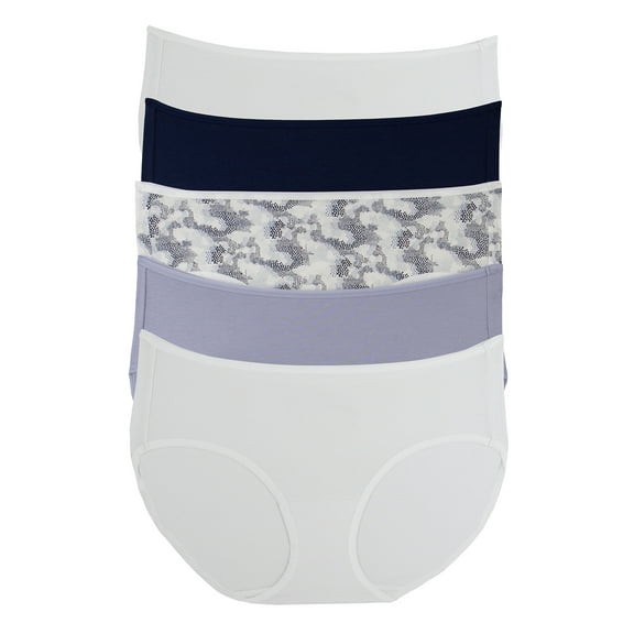 Felina - Cotton Modal Full Coverage Hipster Underwear 5-Pack - Comfortable and Breathable Mid-Rise Panties for Women (Blue Waters, Small)