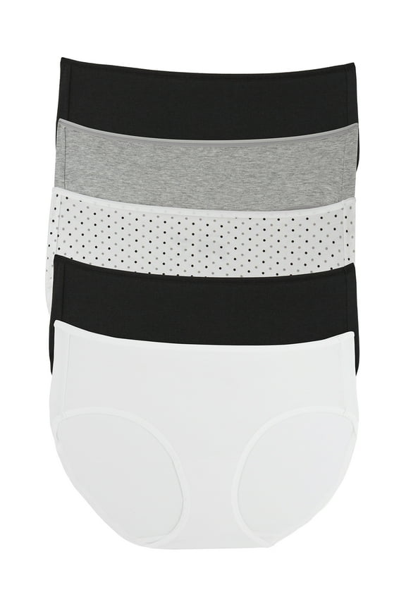 - Cotton Modal Full Coverage Hipster Underwear 5-Pack - Comfortable and Breathable Mid-Rise Panties for Women