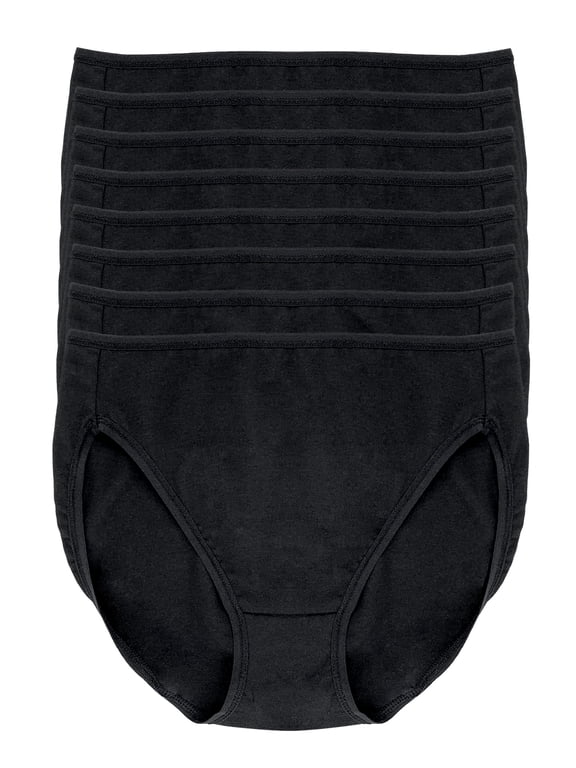 Cotton Stretch Modal Hi Cut Panty 6-Pack - Premium Cotton Stretch Underwear for Women - Comfortable and Breathable (Black, Medium)