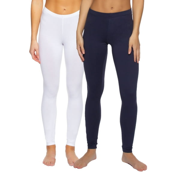 Felina Cotton Modal Leggings (2-Pack) Extra Lightweight Breathable Leggings for Women, Lounge Pants, Style: C2201 (Navy White, Medium)