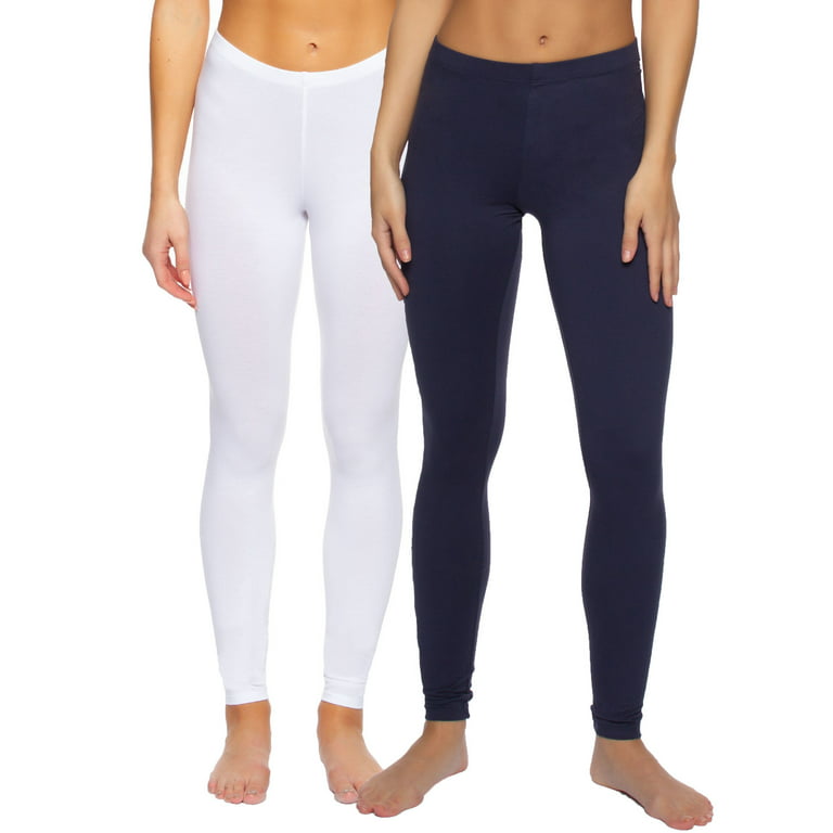 Felina Cotton Modal Leggings (2-Pack) Extra Lightweight Breathable Leggings  for Women, Lounge Pants, Style: C2201 (Navy White, Medium) 