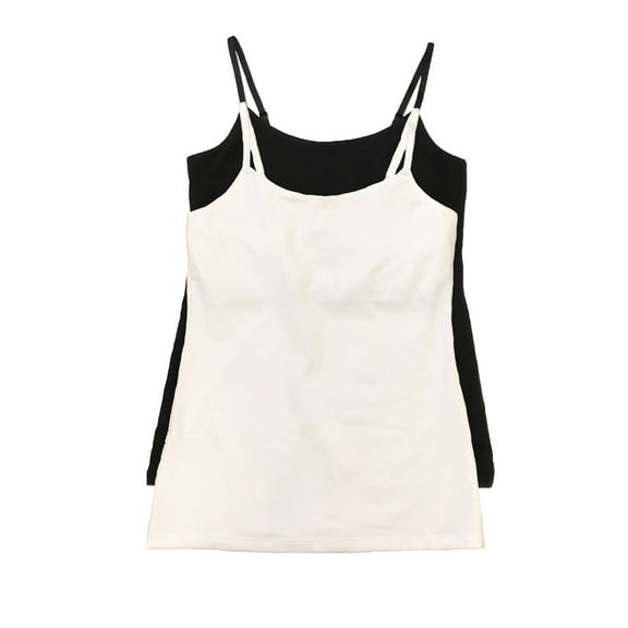 Felina | Cotton Modal Maternity Camisole | 2-Pack (Black White, Large)