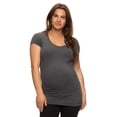thumbnail image 1 of Felina | Cotton Modal Maternity V-Neck Tee with Side Shirring (Heathered Charcoal, Large), 1 of 2