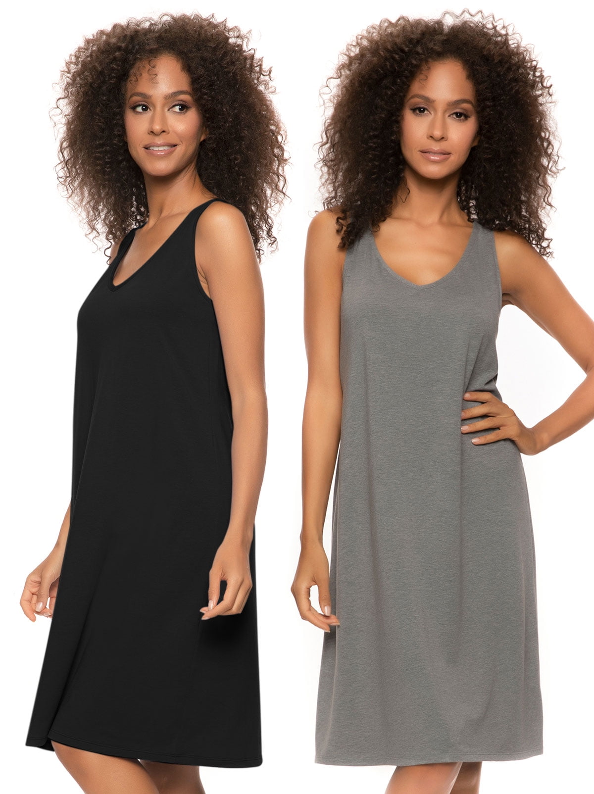 Felina | Cotton Modal Sleep Dress | 2-Pack (Black Gray Heather, X-Large) -  Walmart.com
