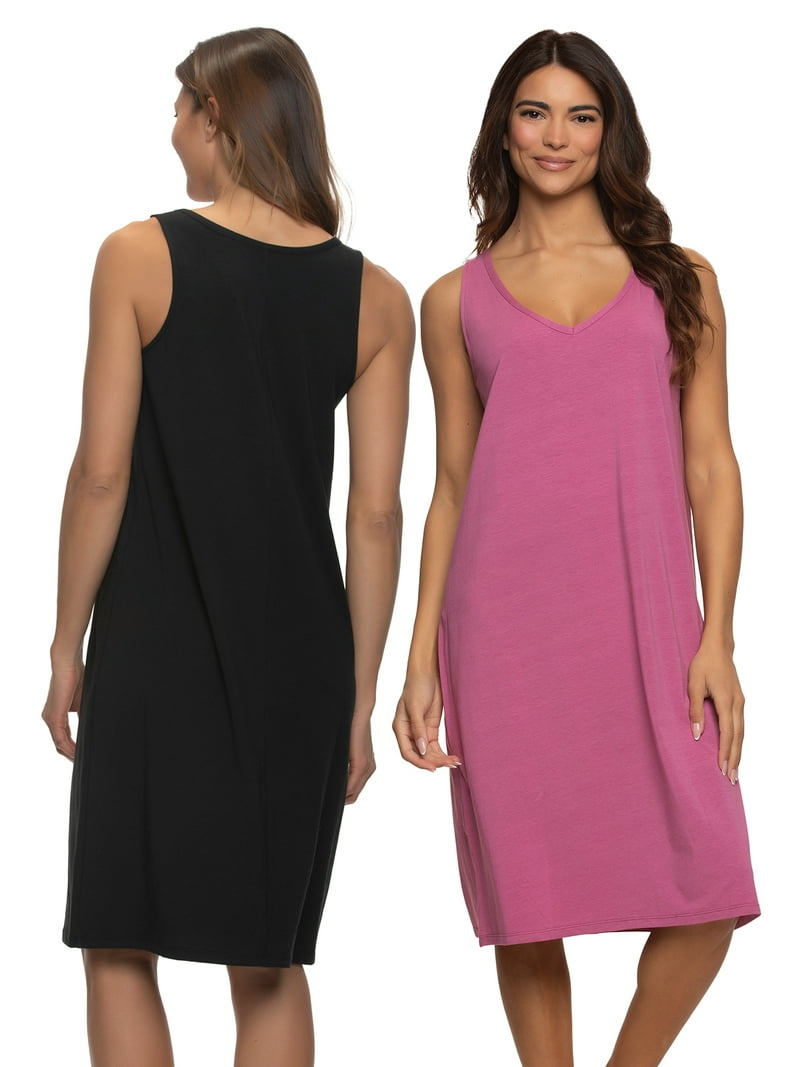 Felina | Cotton Modal Sleep Dress | 2-Pack (Black Raspberry, X-Large) -  Walmart.com