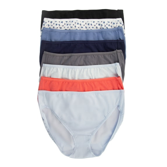 Felina | Cotton Modal Stretch Hi Cut Panty | 8-Pack | Full Coverage | C1818 (Marine Life, Medium)