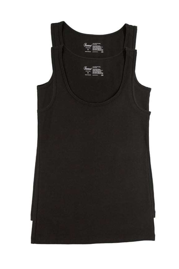 - Cotton Modal Stretch Layering Tank Top 2-Pack - Versatile & Comfortable (Black, X-Large)