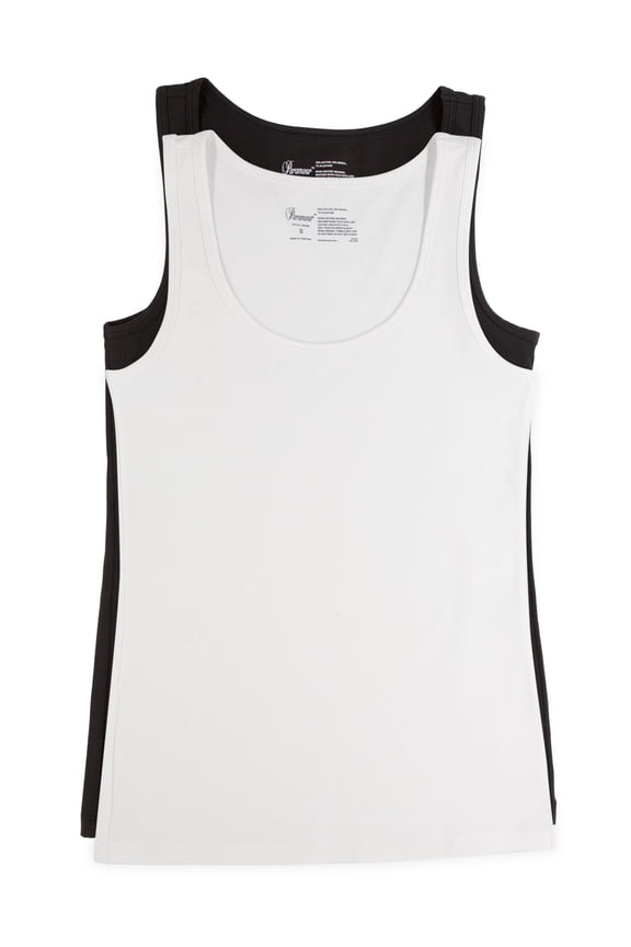 - Cotton Modal Stretch Layering Tank Top 2-Pack - Versatile & Comfortable (Tuxedo, Large)