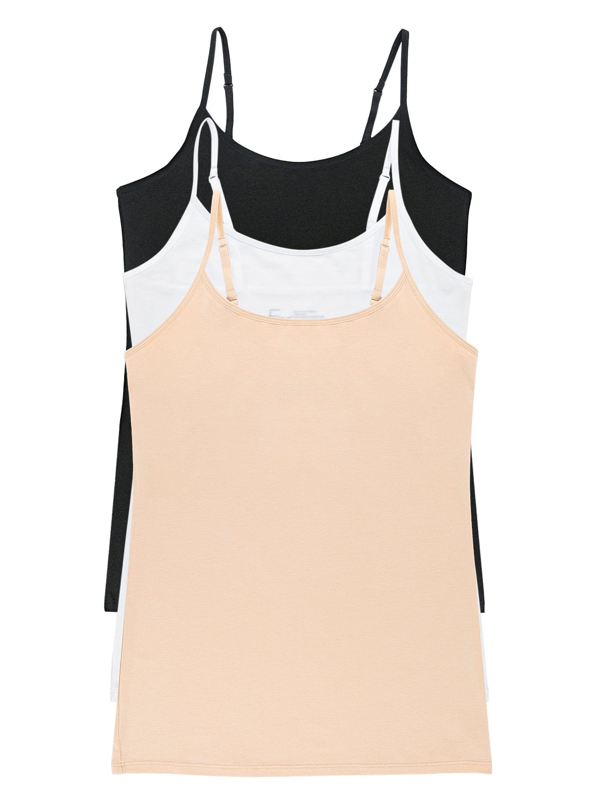 [211] White, Nude, Crème - Solid (Three in a Pack) Snap-to-Bra Mock  Camisole - Original Classic.