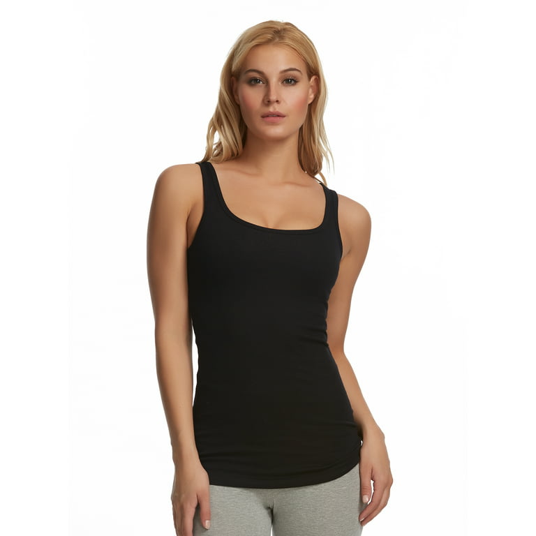 Felina Cotton Ribbed Tank Top - Class Tank Top for Women, Workout Tank Top  For Women (Color Options Available) (Black, Small)