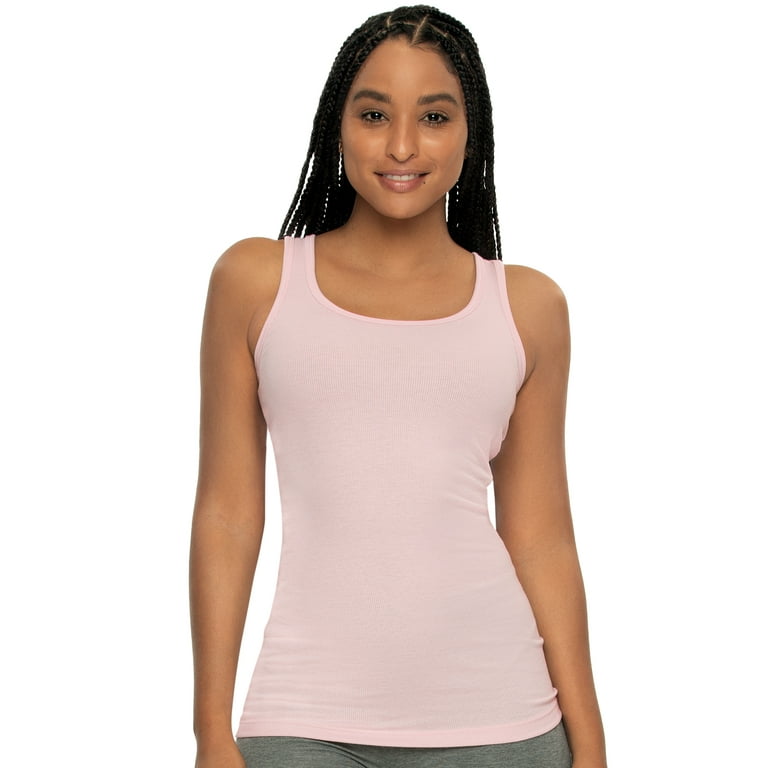 Felina Cotton Ribbed Tank Top - Class Tank Top for Women, Workout Tank Top  For Women (Color Options Available) (Chalk Pink, Small)