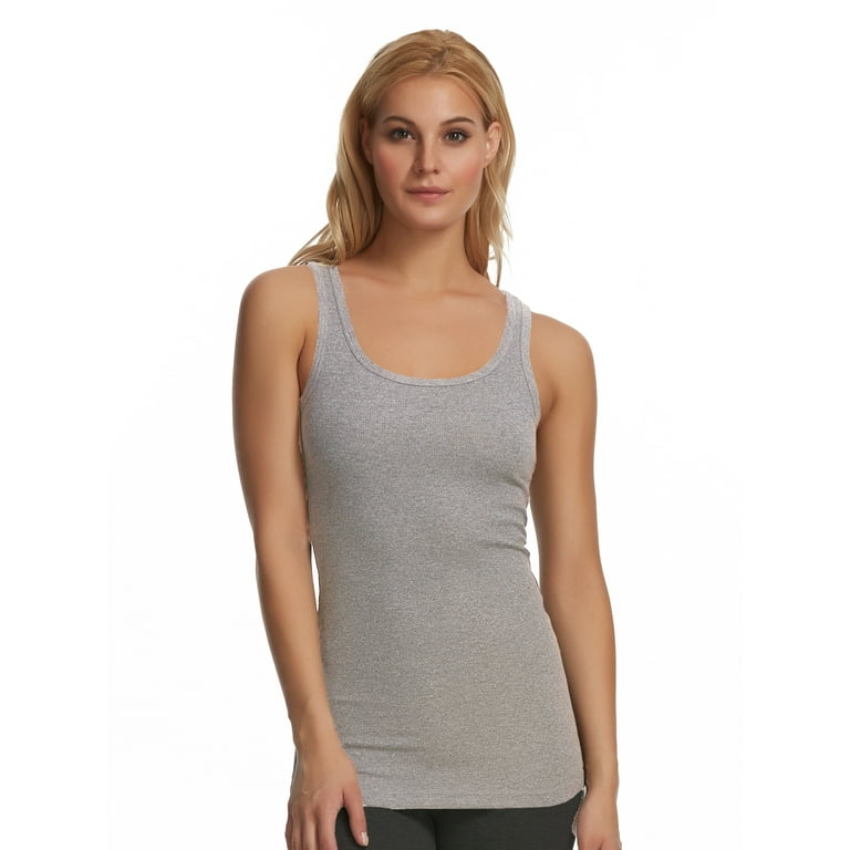 Felina Cotton Ribbed Tank Top - Class Tank Top for Women, Workout Tank Top  For Women (Color Options Available) (Heather Gray, Large)