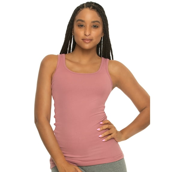 Felina Cotton Ribbed Tank Top - Class Tank Top for Women, Workout Tank Top For Women (Color Options Available) (Mesa Rose, Medium)