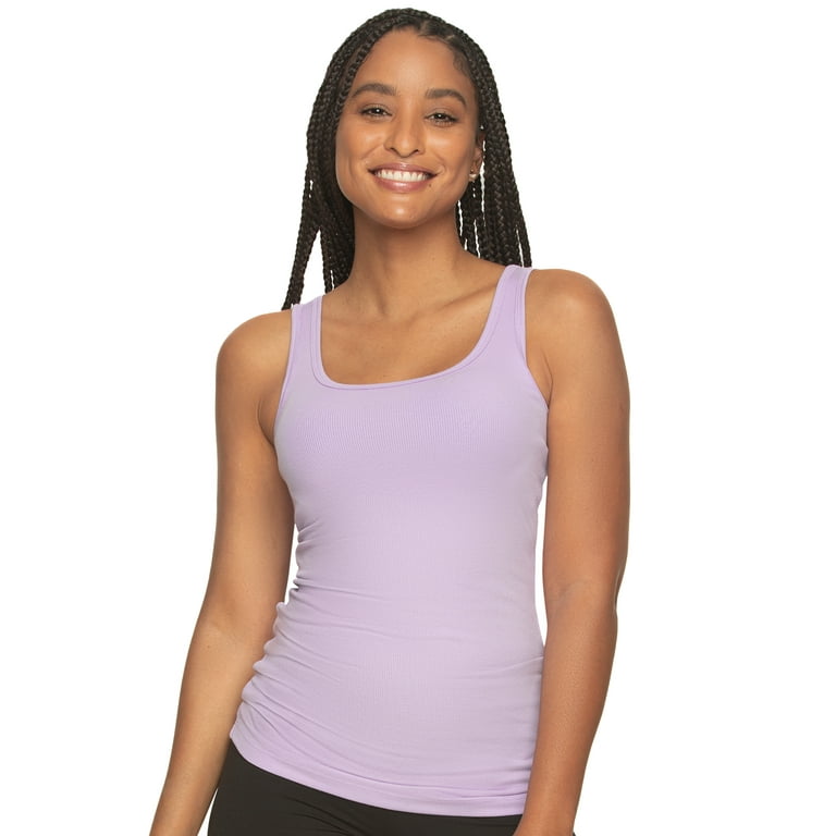  Women Ribbed Tank Tops Seamless Built In Bra Tops Muscle Tank  Gym Clothes Purple
