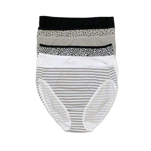 Felina Cotton Stretch Hi Cut Panty (6-Pack) Full Coverage Underwear for Women - Sexy Lingerie Panties for Women, Style: C1818 (Newsprint, Small)
