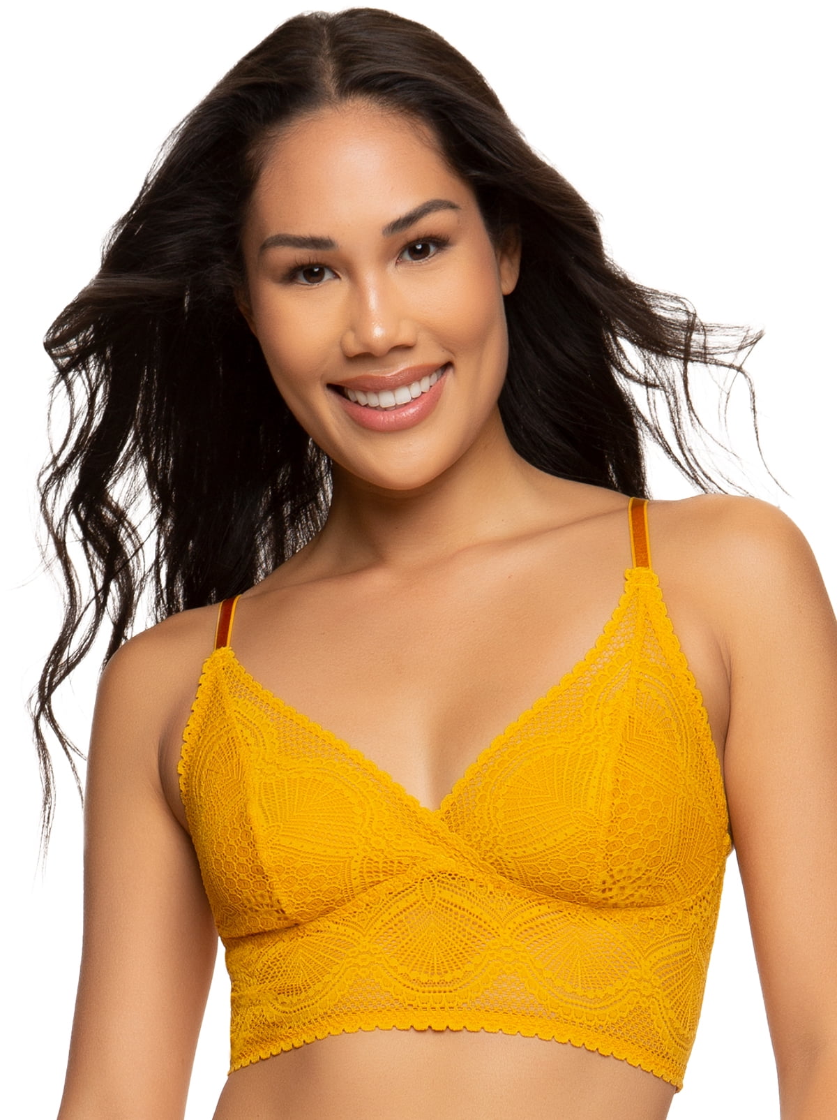 Felina Finesse Cami Bralette - Stretchy Lace Bralettes For Women - Sexy and  Comfortable - Inclusive Sizing, From Small To Plus Size. (Golden Yellow,  S-M) 