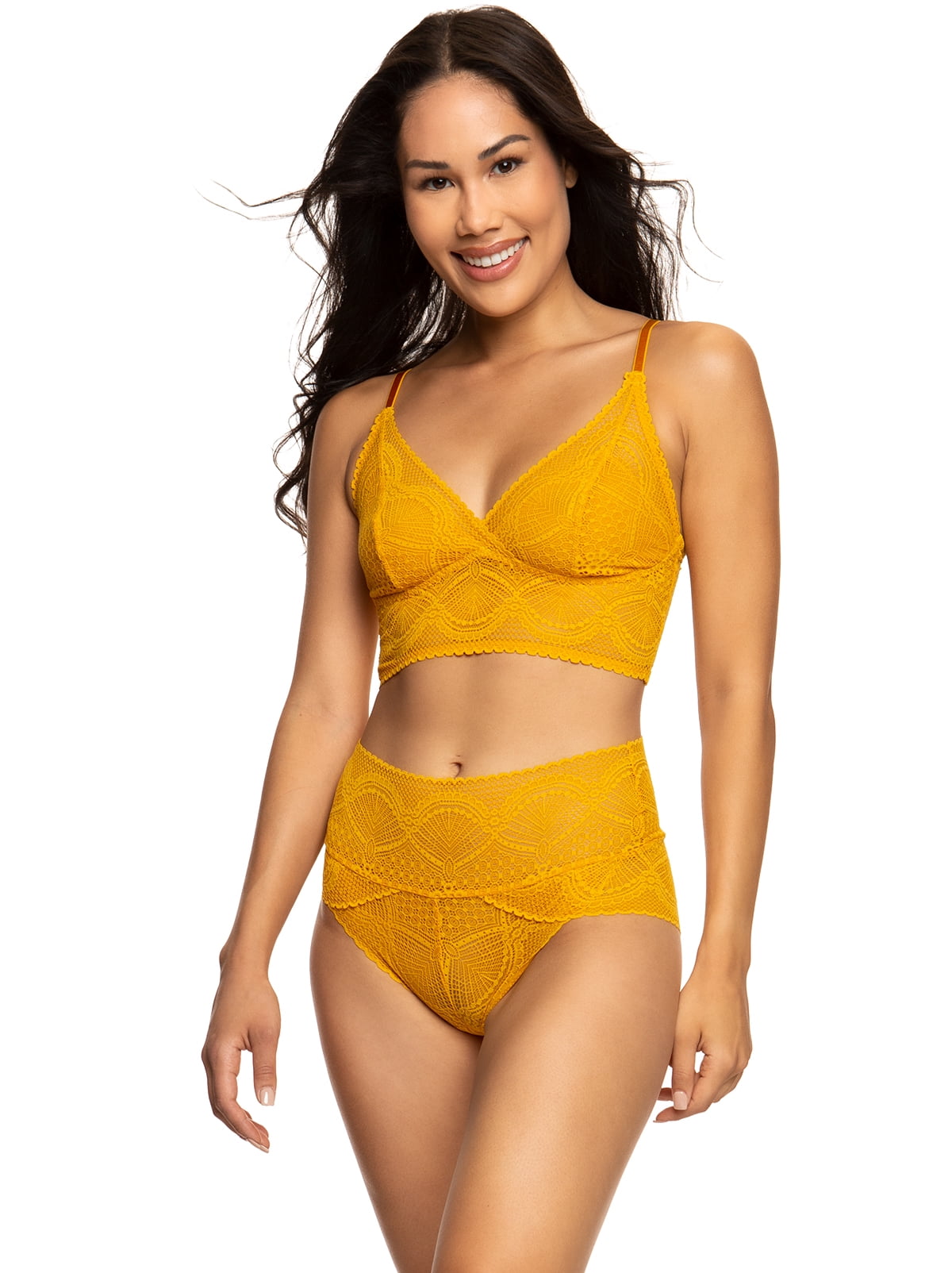 Felina Finesse Lace Cami Bralette Mock-Wrap Brief 2-Piece