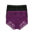 thumbnail image 1 of Felina | Finesse Modern Mock Wrap Brief 2-Pack | Panty | Lace (Black Lily Black, S/M), 1 of 3