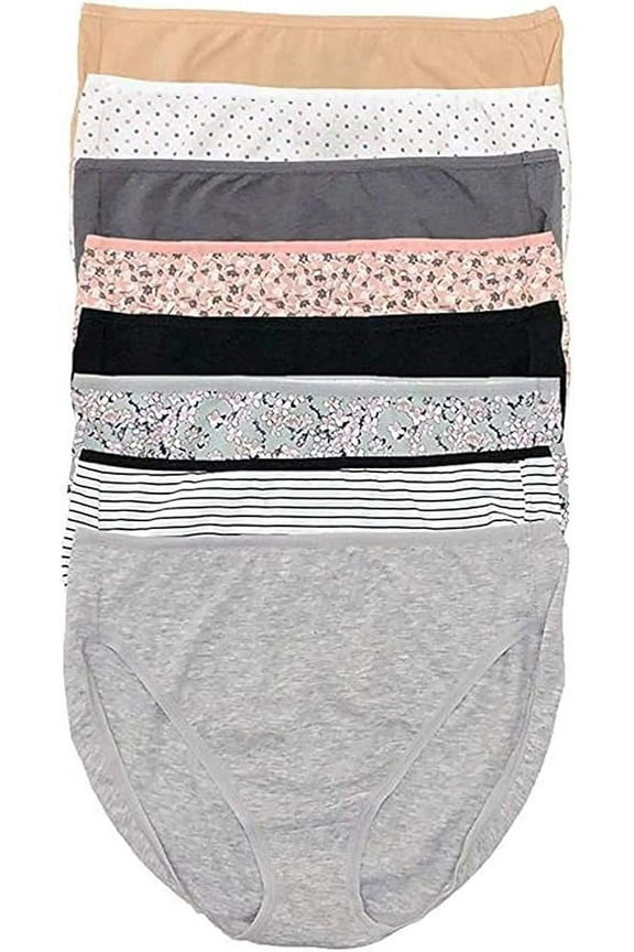 Full Coverage Hi-Cut 8 Pack Women's Panties Assorted, Size: S