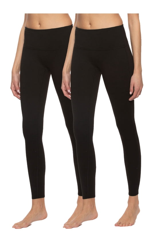 | High-Waisted Legging 2-Pack w/ Hidden Pockets (Black, Large)
