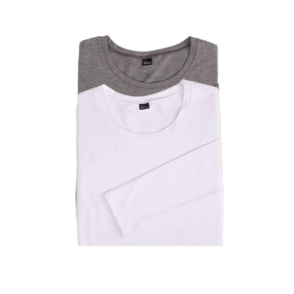 Felina | Key Item Long Sleeve Crew Neck Tee | Cotton & Modal | 2-Pack (Medium Heather Gray White, Medium)