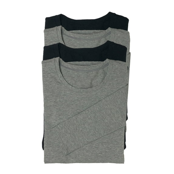 Felina | Key Item Long Sleeve Crew Neck Tee | Cotton & Modal | 4-Pack (Medium, Black Grey)