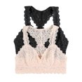 thumbnail image 1 of Felina | Lace Bralette | Wire Free | Unpadded | T-Back | 2 Pack  | by Unique Moments (Rosewater Castlerock, Small), 1 of 3