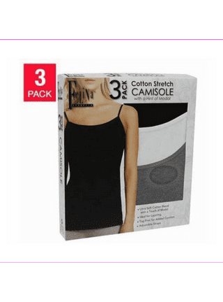 Felina Cotton Women's 3 Pack Cami Tank Tops, Black/White, M