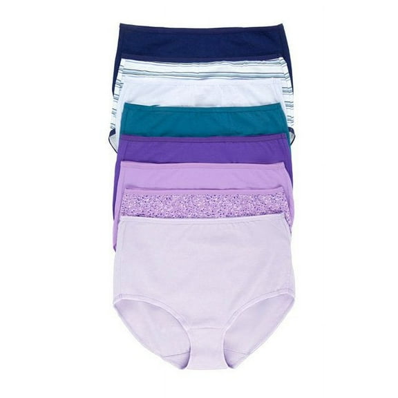 Felina Ladies' Cotton Stretch Brief 8-Pack Panty Underwear, Blue Multi Small
