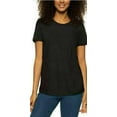 thumbnail image 1 of Felina Ladies' Crew Neck Tee Short Sleeve Texture Slub Jersey Shirt, Black, X-Large, 1 of 2