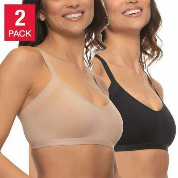 Felina Ladies' Side Smoothing Seamless Adjustable Bra 2 Pack Size: S, Color: Black/Nude