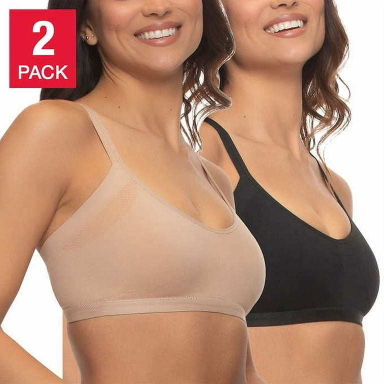 Seamless Bralette with Adjustable Straps: Black/Nude Bralettes for