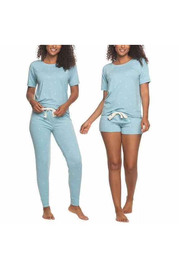 Ladies' Size X-Small, 3-piece Lounge Set, Blue - White Dots