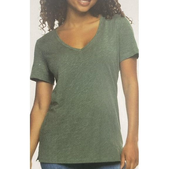 Felina Ladies' V-Neck Slub Tee Relaxed Fit Short Sleeve T-Shirt (1395369)